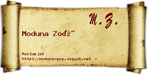 Moduna Zoé névjegykártya